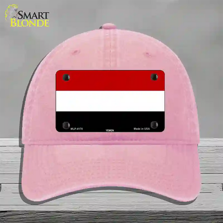 Yemen Flag Novelty License Plate Hat Unconstructed Cotton / Pink