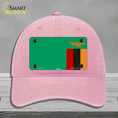 Zambia Flag Novelty License Plate Hat Unconstructed Cotton / Pink