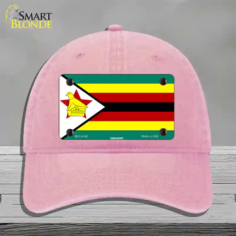 Zimbabwe Flag Novelty License Plate Hat Unconstructed Cotton / Pink