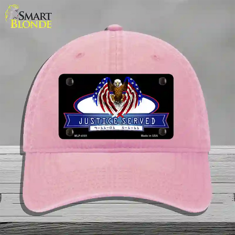 America Justice Served Novelty License Plate Hat Unconstructed Cotton / Pink