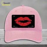 Full Red Lips Novelty License Plate Hat Unconstructed Cotton / Pink