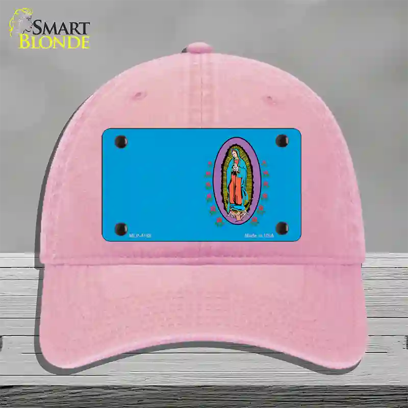 Virgin Mary Blue Novelty License Plate Hat Unconstructed Cotton / Pink