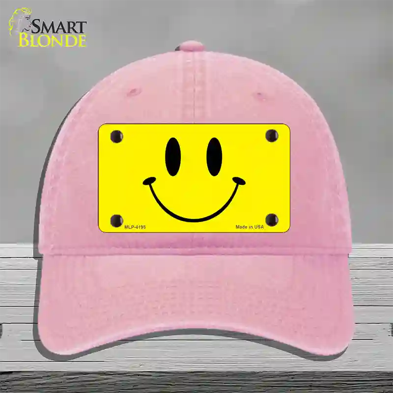 Happy Face Novelty License Plate Hat Unconstructed Cotton / Pink