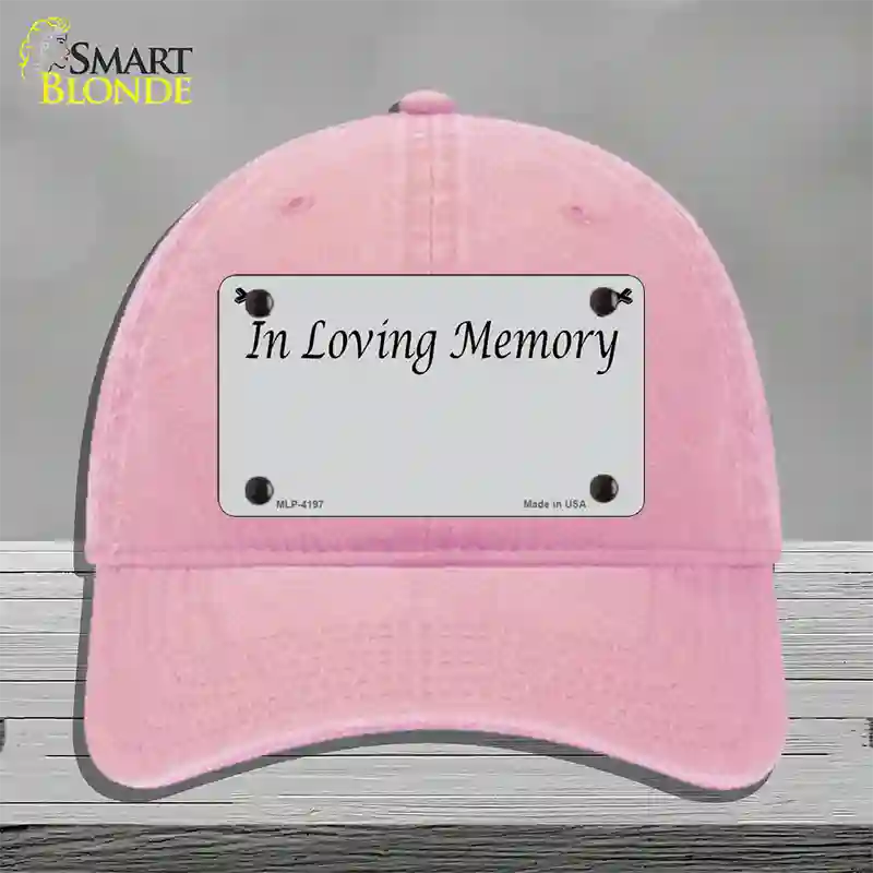 In Loving Memory Gray Novelty License Plate Hat Unconstructed Cotton / Pink