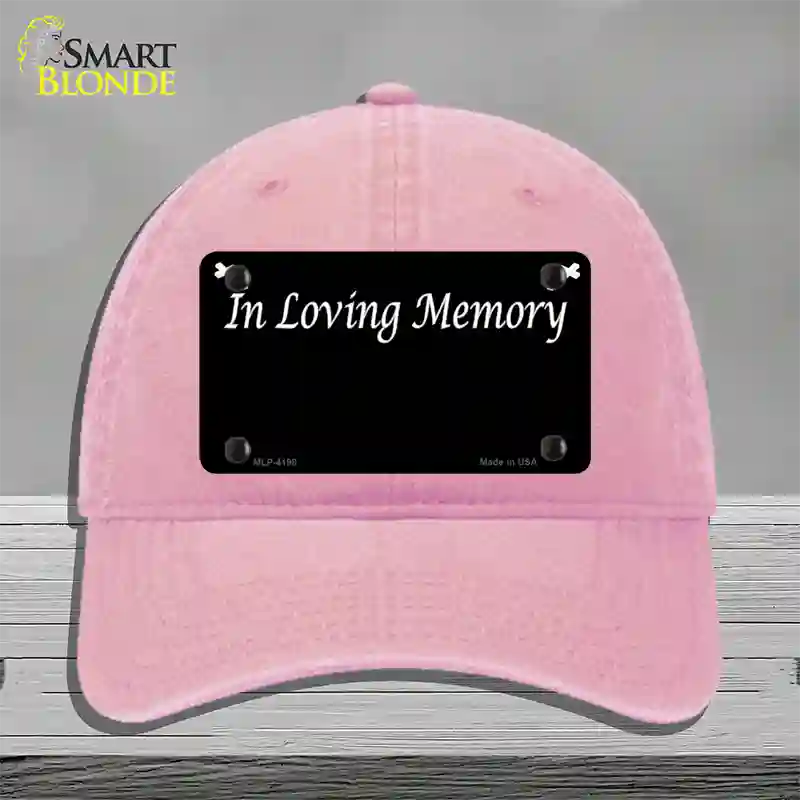 In Loving Memory Black Novelty License Plate Hat Unconstructed Cotton / Pink