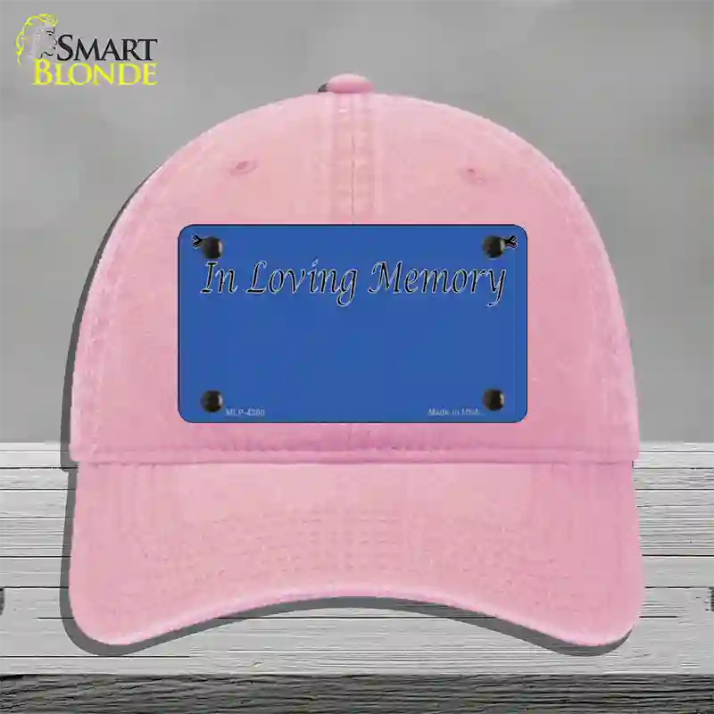 In Loving Memory Blue Novelty License Plate Hat Unconstructed Cotton / Pink