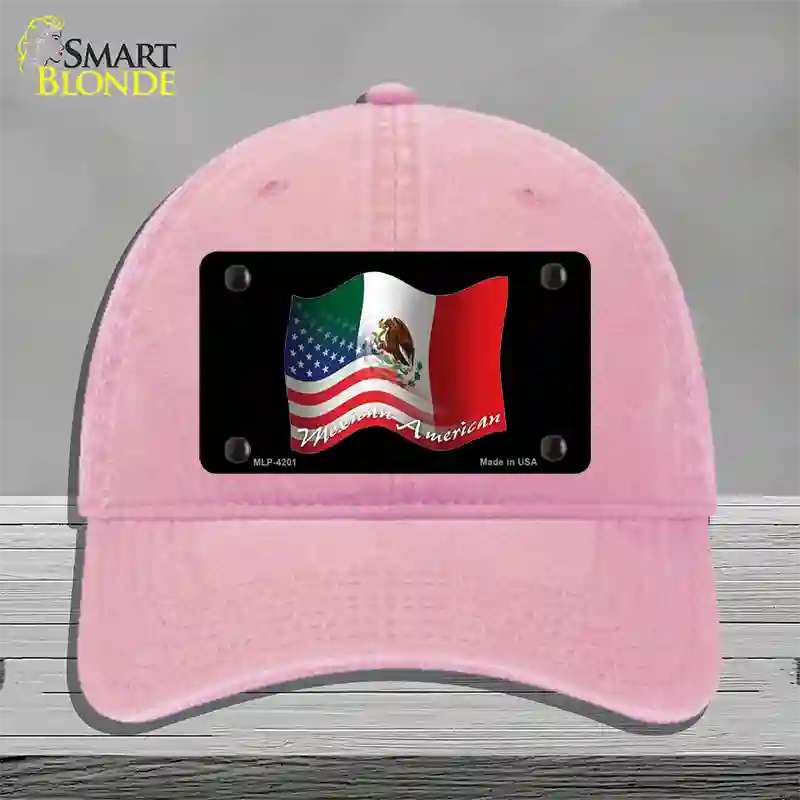 Mexican American Flag Novelty License Plate Hat Unconstructed Cotton / Pink