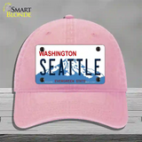 Seattle Washington Novelty License Plate Hat Unconstructed Cotton / Pink