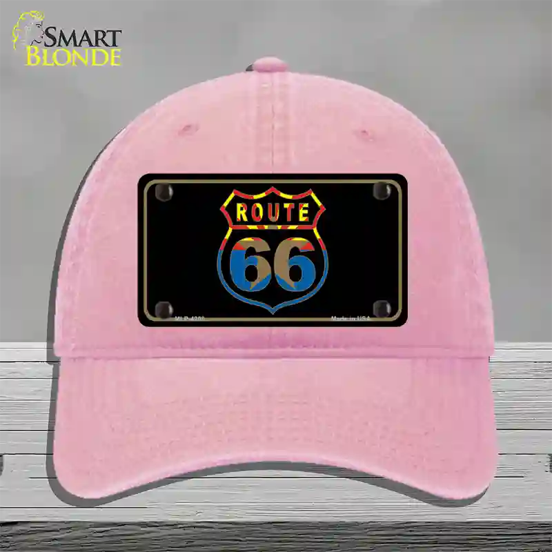 Route 66 Logo Arizona Flag Novelty License Plate Hat Unconstructed Cotton / Pink