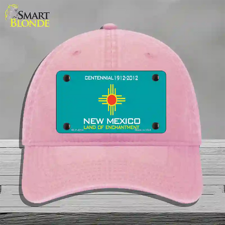 New Mexico Teal State Blank Novelty License Plate Hat Unconstructed Cotton / Pink