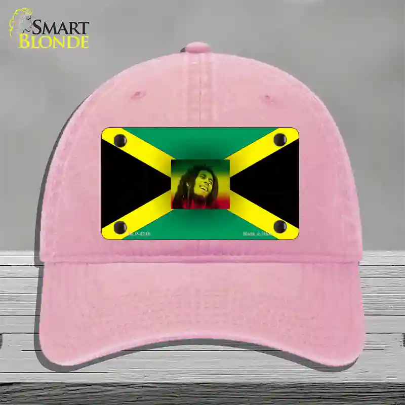 Jamaica Flag Bob Marley Novelty License Plate Hat Unconstructed Cotton / Pink