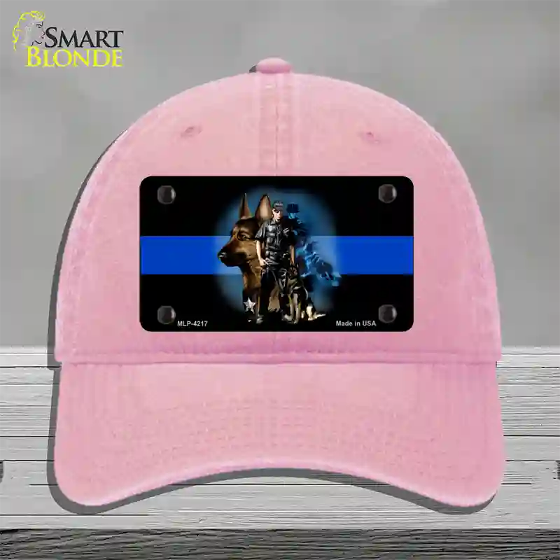 Thin Blue Line Police K-9 Novelty License Plate Hat Unconstructed Cotton / Pink