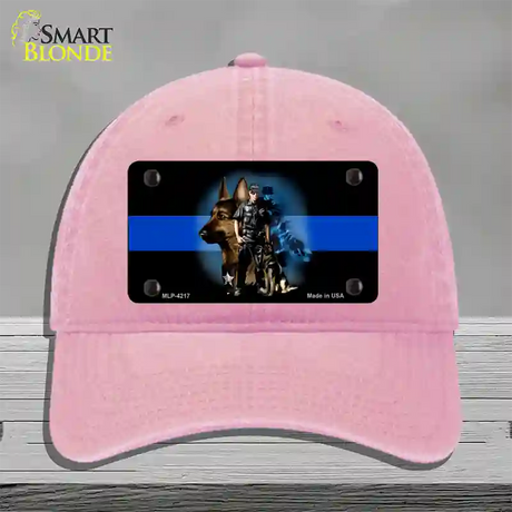 Thin Blue Line Police K-9 Novelty License Plate Hat Unconstructed Cotton / Pink