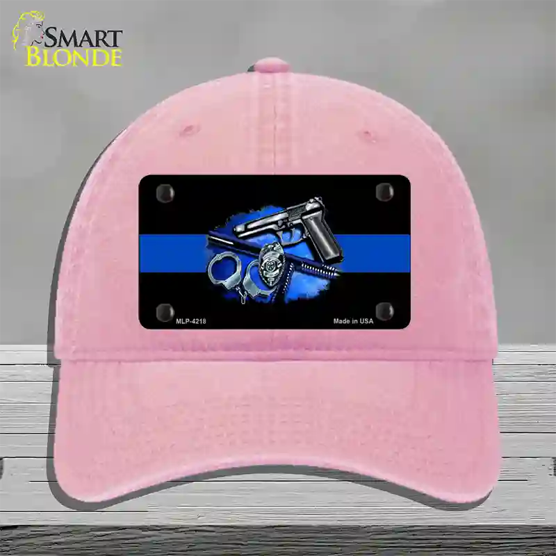 Thin Blue Line Badge Novelty License Plate Hat Unconstructed Cotton / Pink