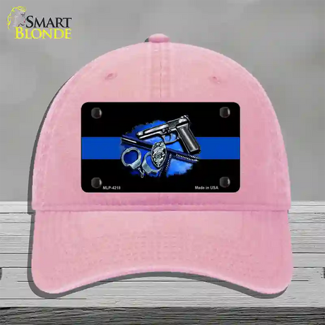 Thin Blue Line Badge Novelty License Plate Hat Unconstructed Cotton / Pink