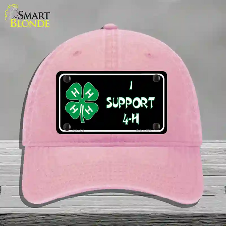 I Support 4-H Novelty License Plate Hat Unconstructed Cotton / Pink