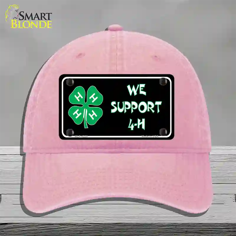 We Support 4-H Novelty License Plate Hat Unconstructed Cotton / Pink