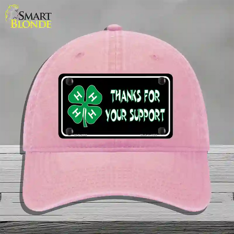 Thanks For Your Support 4-H Novelty License Plate Hat Unconstructed Cotton / Pink