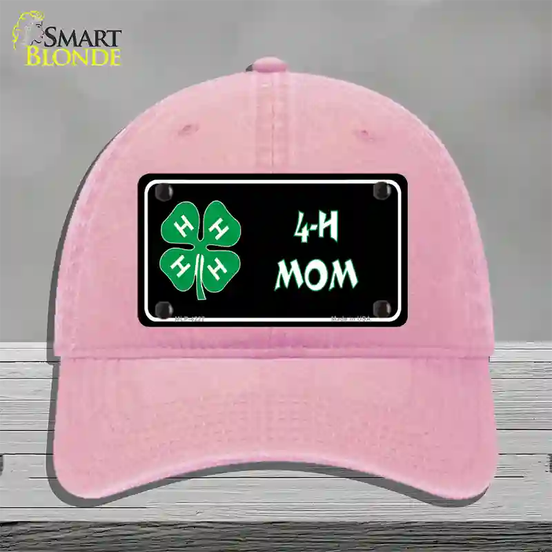 4-H Mom Novelty License Plate Hat Unconstructed Cotton / Pink