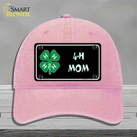 4-H Mom Novelty License Plate Hat Unconstructed Cotton / Pink