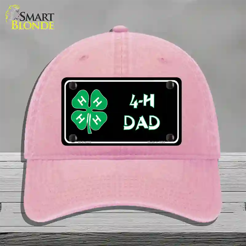 4-H Dad Novelty License Plate Hat Unconstructed Cotton / Pink