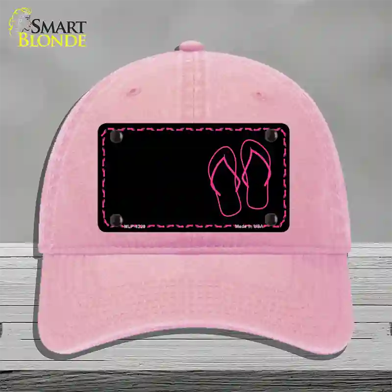 Flip Flops Pink Offset Novelty License Plate Hat Unconstructed Cotton / Pink