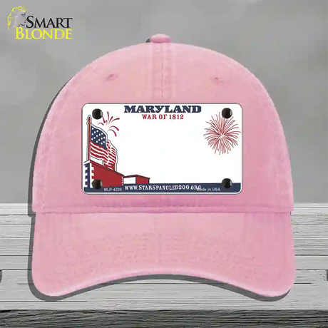 Maryland State Novelty License Plate Hat Unconstructed Cotton / Pink