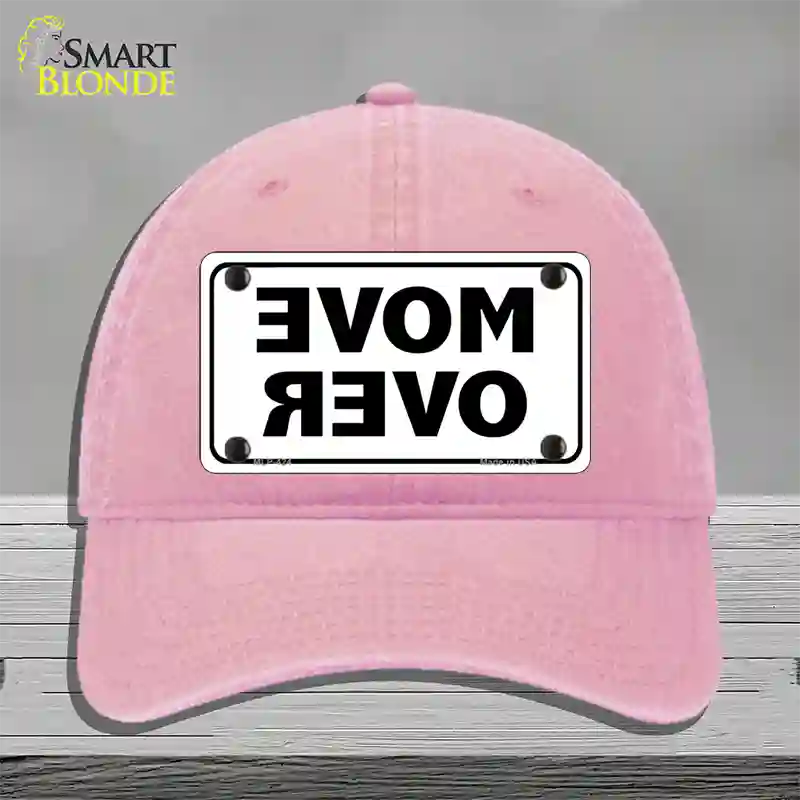 Move Over White Novelty License Plate Hat Unconstructed Cotton / Pink