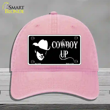 Cowboy Up License Novelty License Plate Hat Unconstructed Cotton / Pink