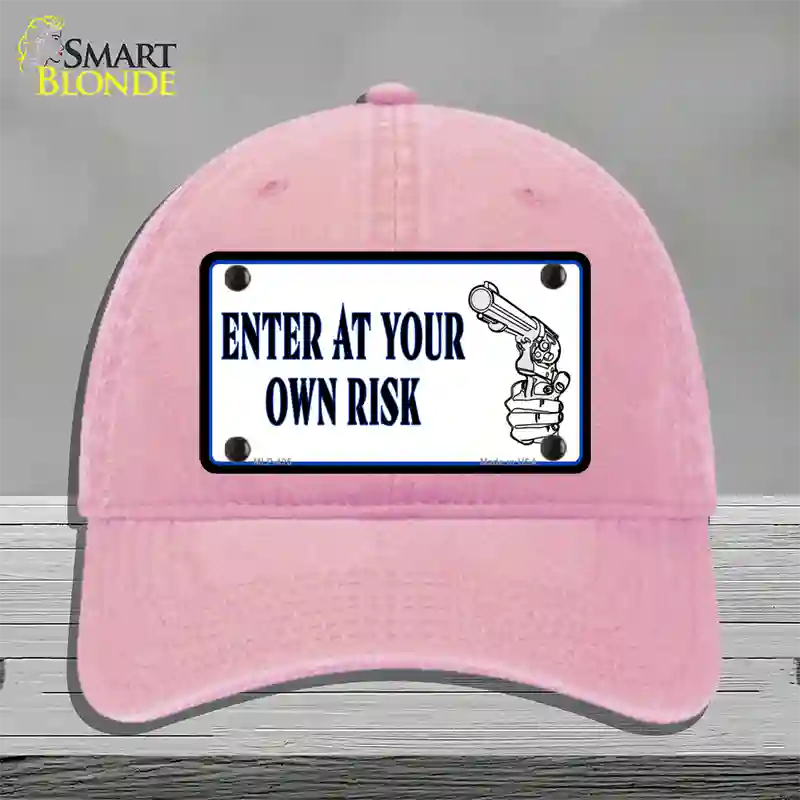 Enter At Own Risk Novelty License Plate Hat Unconstructed Cotton / Pink