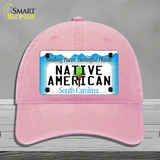 Native American South Carolina Novelty License Plate Hat Unconstructed Cotton / Pink