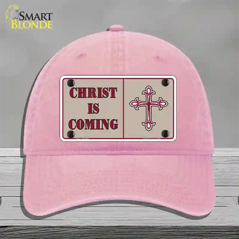 Christ Is Coming Novelty License Plate Hat Unconstructed Cotton / Pink