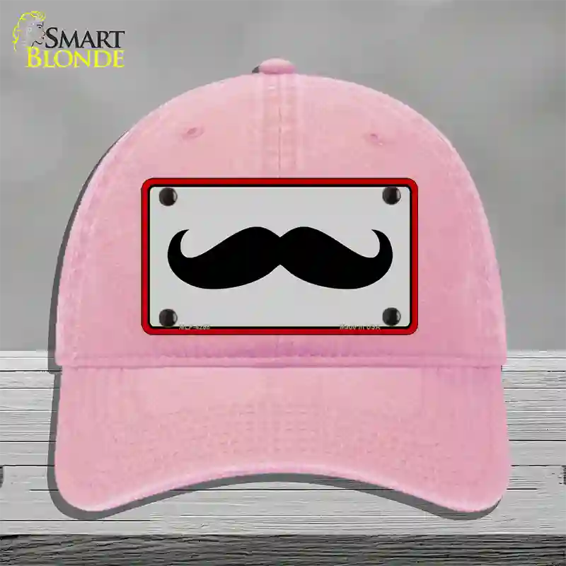 Mustache Novelty License Plate Hat Unconstructed Cotton / Pink