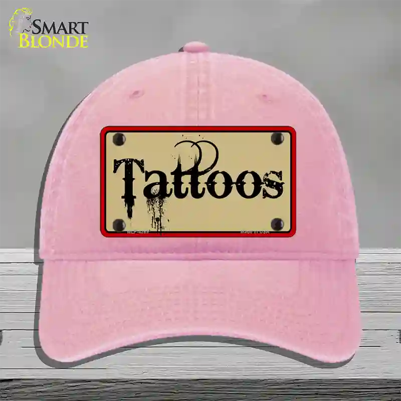 Tattoos Novelty License Plate Hat Unconstructed Cotton / Pink