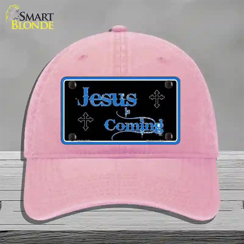 Jesus Is Coming Novelty License Plate Hat Unconstructed Cotton / Pink