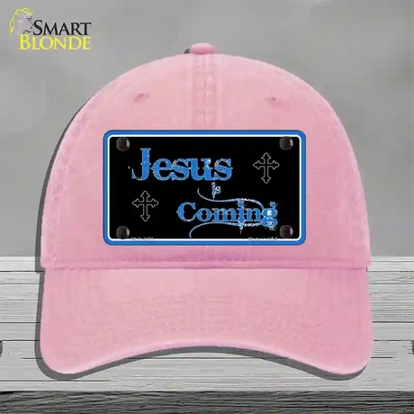 Jesus Is Coming Novelty License Plate Hat Unconstructed Cotton / Pink