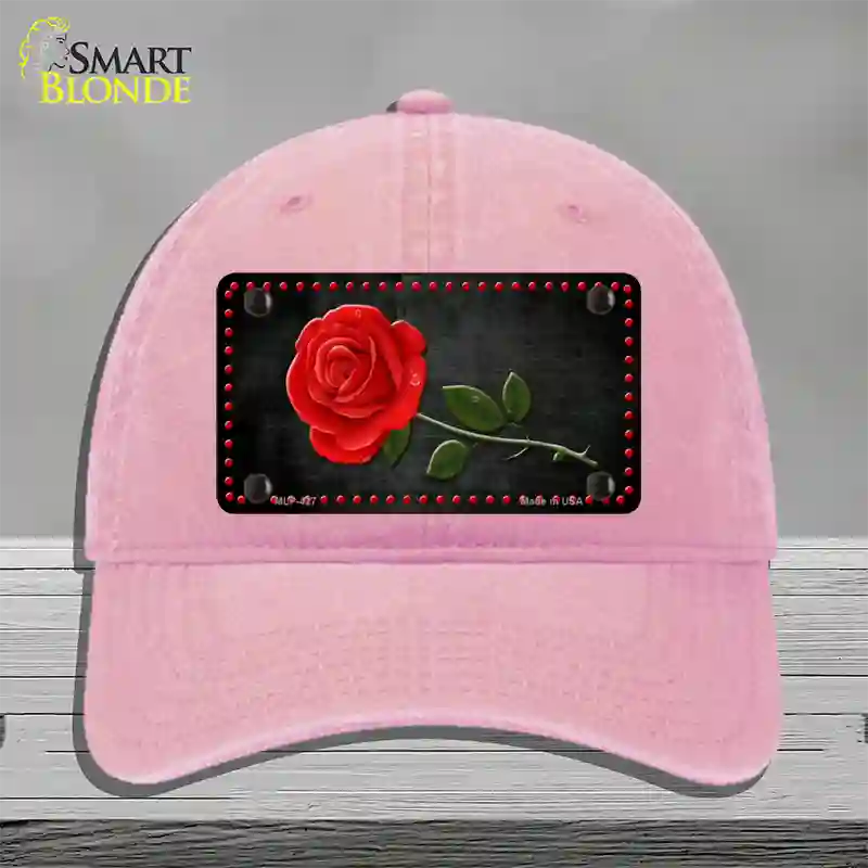 Rose Design Black Novelty License Plate Hat Unconstructed Cotton / Pink