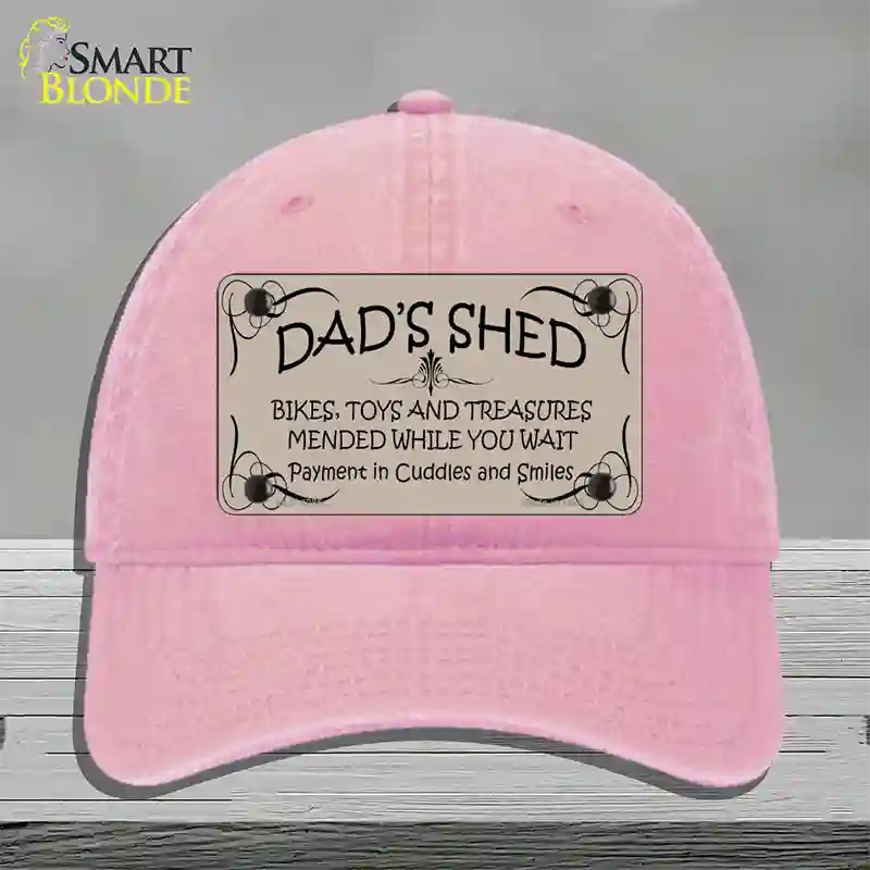 Dads Shed Novelty License Plate Hat Unconstructed Cotton / Pink