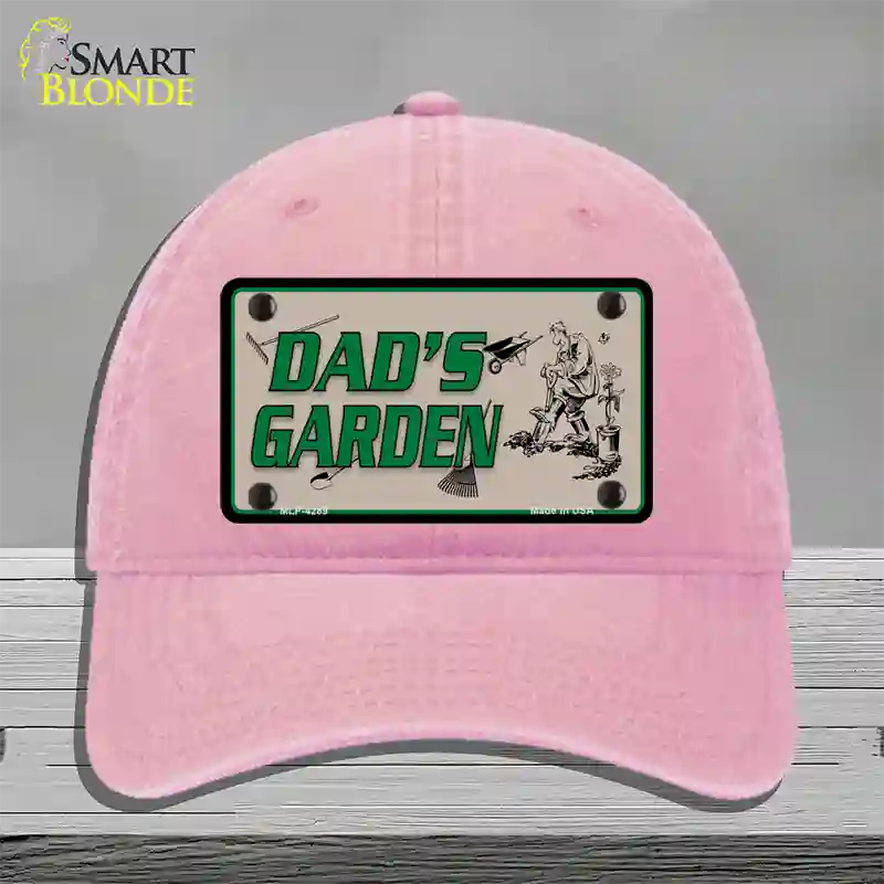 Dads Garden Novelty License Plate Hat Unconstructed Cotton / Pink