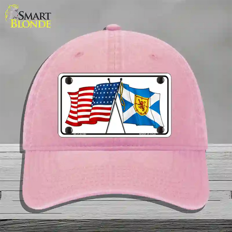 United States Scotland Crossed Flags Novelty License Plate Hat Sign Unconstructed Cotton / Pink