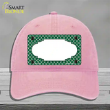Green White Quatrefoil Center Scallop Novelty License Plate Hat Unconstructed Cotton / Pink