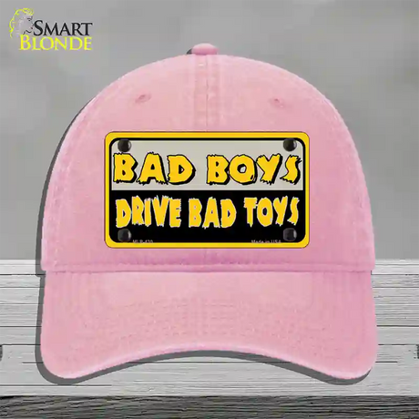 Bad Boys Drive Bad Toys Novelty License Plate Hat Unconstructed Cotton / Pink