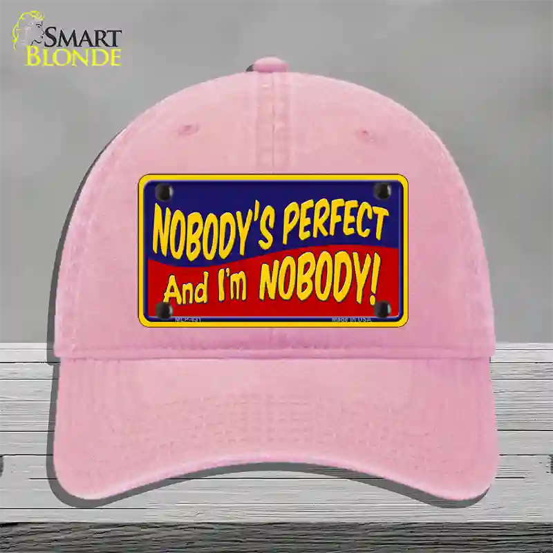 Nobodys Perfect Novelty License Plate Hat Unconstructed Cotton / Pink