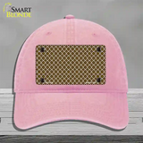 Brown White Quatrefoil Novelty License Plate Hat Unconstructed Cotton / Pink
