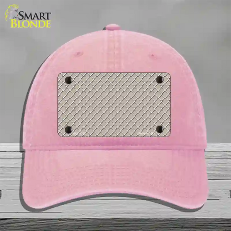 Tan White Quatrefoil Novelty License Plate Hat Unconstructed Cotton / Pink
