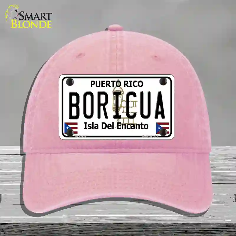 Boricua Puerto Rico Novelty License Plate Hat Unconstructed Cotton / Pink