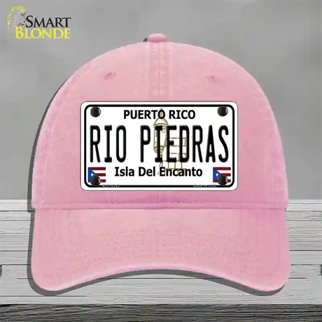 Rio Piedra Puerto Rico Novelty License Plate Hat Unconstructed Cotton / Pink