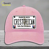 Cristorican Puerto Rico Novelty License Plate Hat Unconstructed Cotton / Pink