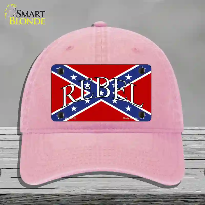 Rebel Confederate Flag Novelty License Plate Hat Unconstructed Cotton / Pink