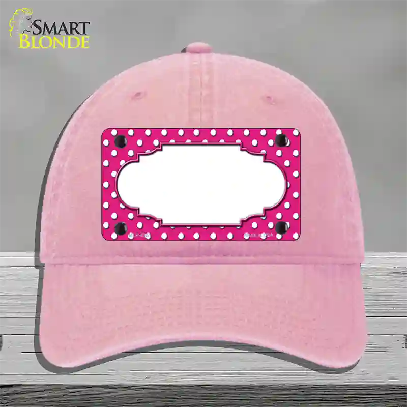 Scallop Pink White Polka Dot Novelty License Plate Hat Unconstructed Cotton / Pink